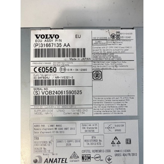 Magazie CD Volvo S60 V60 XC60 V40 V40CC 31667135 31433368 36050657
