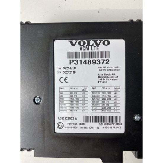 VCM LTE Vehicle connectivity module Volvo XC60 XC90 S90 V90 XC40 V90CC 31489372 36011549 VCM LTE Vehicle connectivity module Volvo XC60 XC90 S90 V90 XC40 V90CC 31489372 36011549