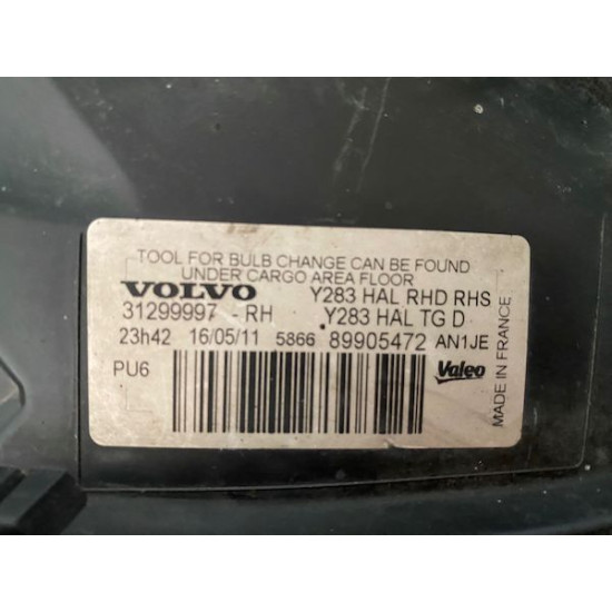 Right headlight halogen VOLVO V60-S60 31299997